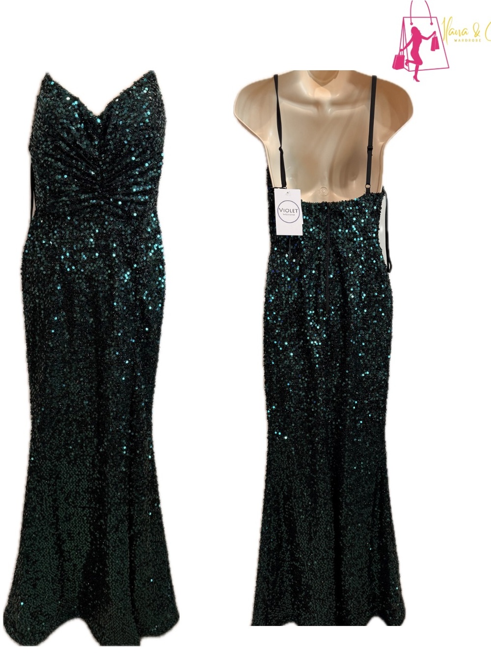 VIOLET Dark Green Sequin Mermaid Prom Dress